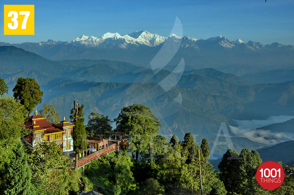 Bhutia Busty Gompa and Mt. Kanchenjunga , Darjeeling
