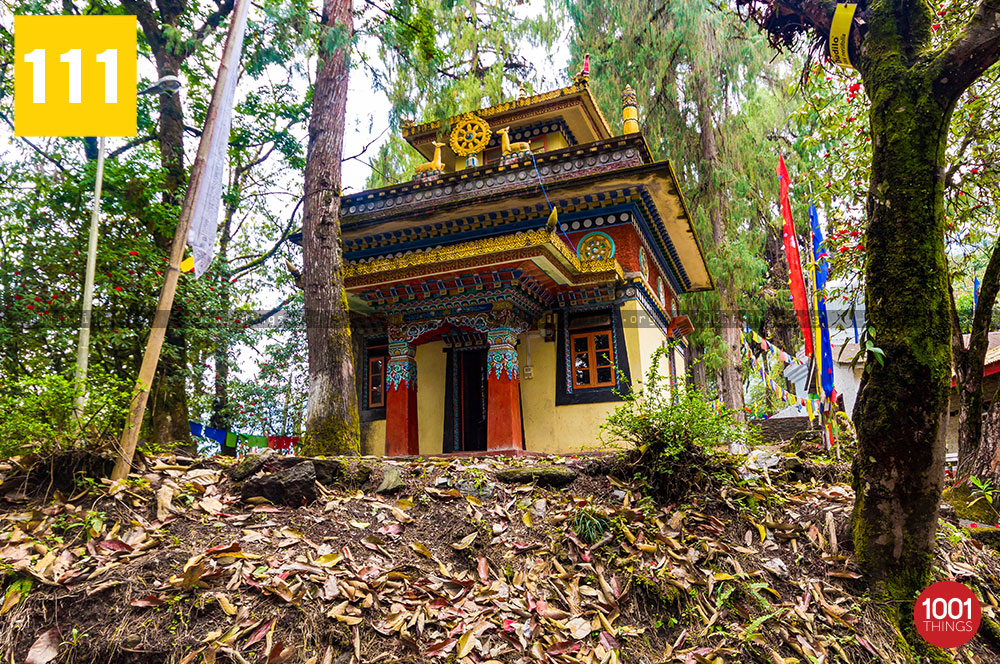 Norbugang-Chorten-and-coronation-throne,-the-shed-for-big-prayer-wheel