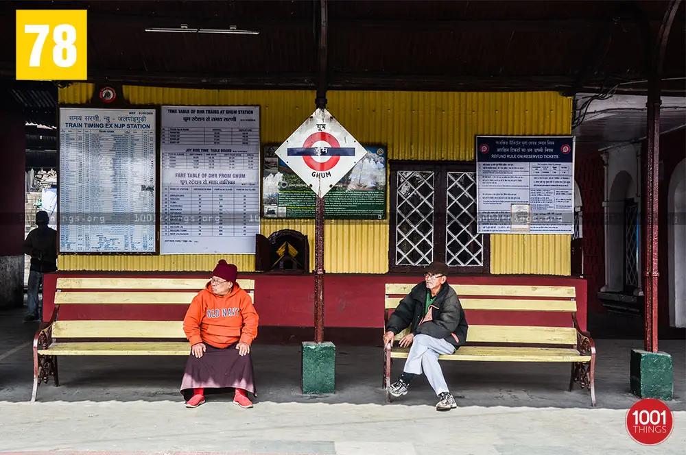 Travellers at Ghum Railway Station Darjeeling