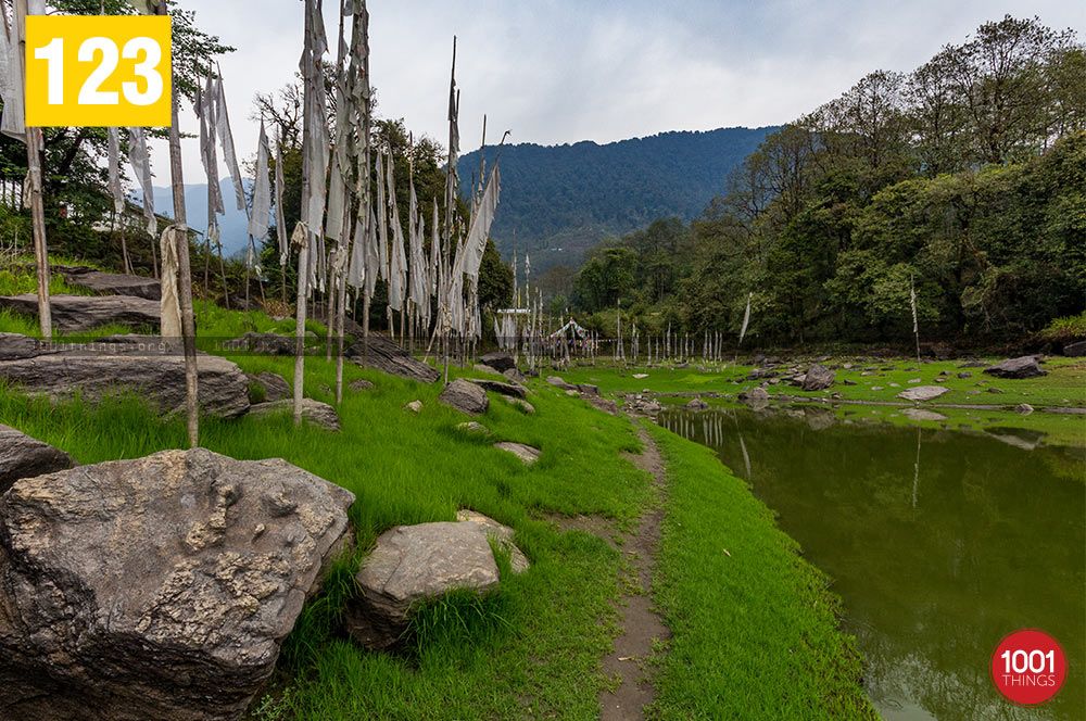 Kathog Lake — prayer flags